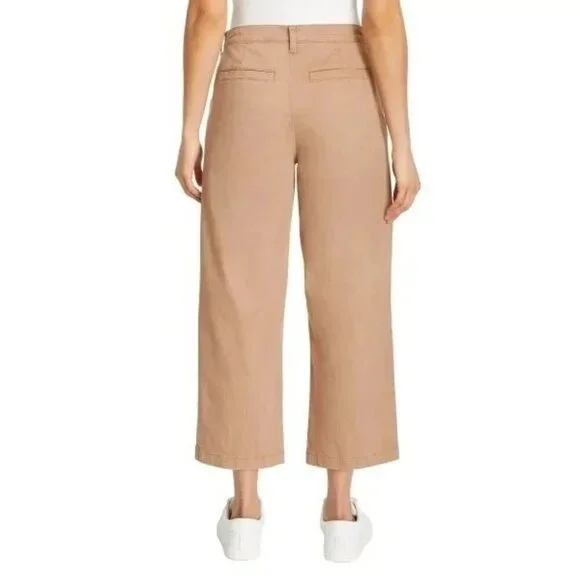NEW Ella Moss Women's 6 Wide Leg Crop High-Rise Pants Brown Cotton G1471 - Picture 3 of 11